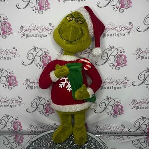 Dr. Seuss Grinch standing decor Plush with Santa Hat candy cane 2019 Xmas